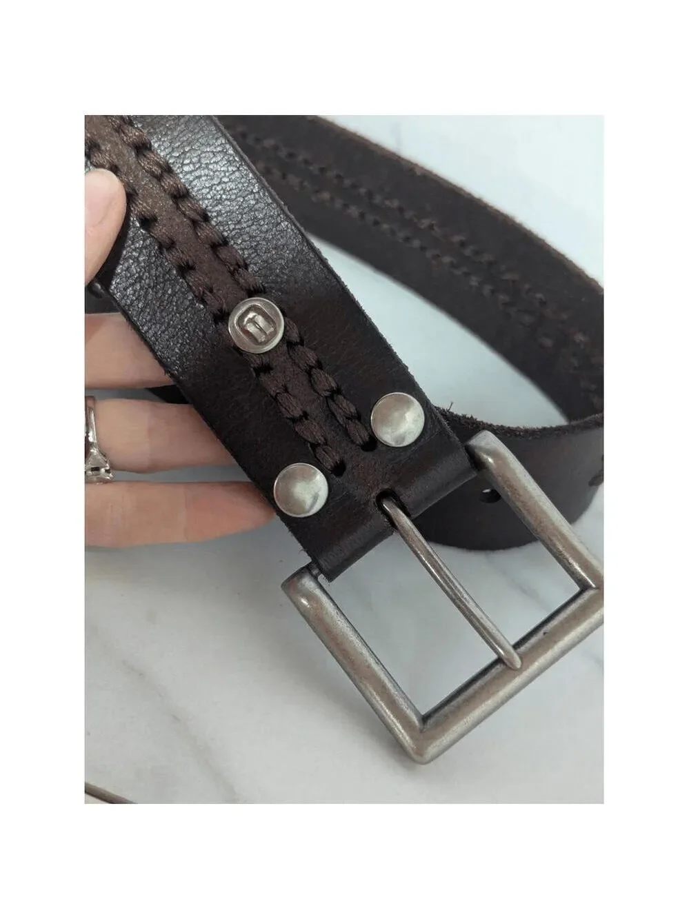 BKE Men's Brown Solid Leather Buckle Belt 1 3/4 Wide Size 34